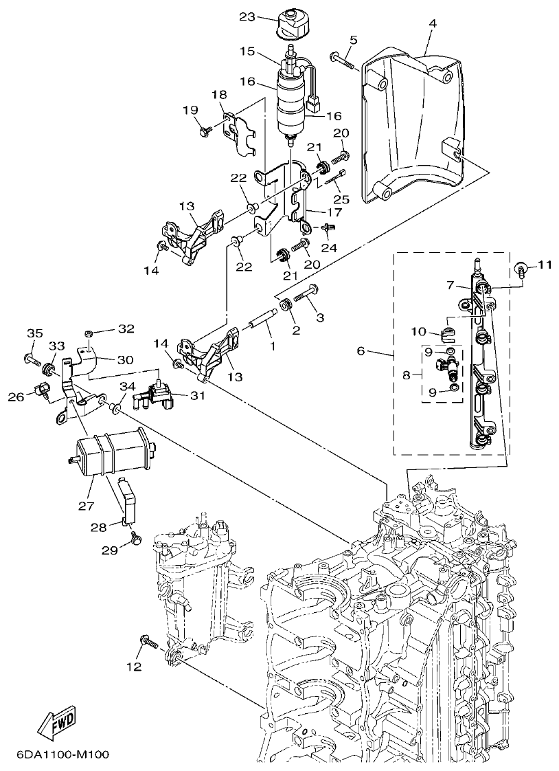Yamaha F200FET, FL200FET INTAKE 2 parts diagram